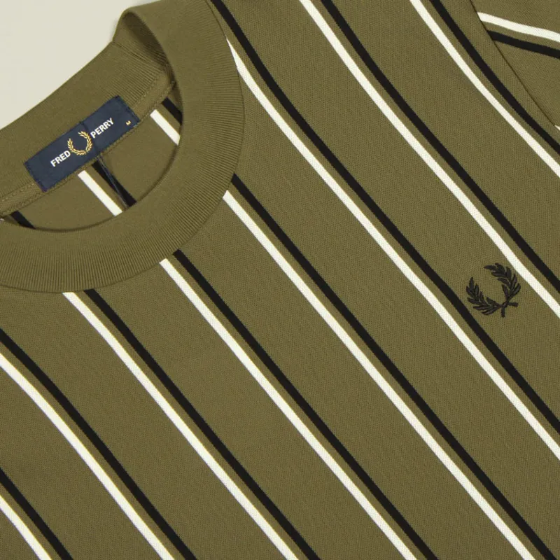 Fred Perry Fine Stripe Pique T-Shirt - Uniform Green-1